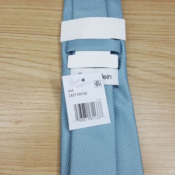 CALVIN KLEIN Mens Neck Tie Blue Textured Micro Print Silk Blend Classic Pointed - Picture 3 of 6